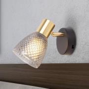 Vegglampe Lindita, glass, røykgrå, E14, svingbar