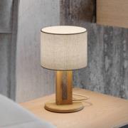 Bordlampe Chile S, eik/granitt, stoff, tre, høyde 30 cm