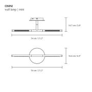 UMAGE LED-vegglampe Omni, stålfarget, bredde 54 cm, 2 lyskilder