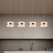 LED-pendellampe Dios, nikkelfarget, lengde 85 cm, CCT, 4 lyskilder