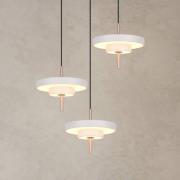 LED-hengelampe Keaton, lysegrå, Ø 45 cm, metall, CCT 3 lyskilder