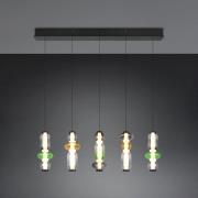 LED-hengelampe Minerva, lengde 100 cm, fargerik, glass, CCT-dimmer