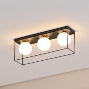 Taklampe Aroma, 3 lyskilder, svart/hvit/gull, stål