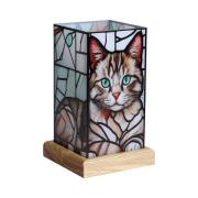LED-bordlampe Art Light Katze, tresokkel, akryl, fargerik