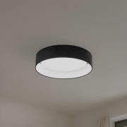 LED-taklampe Plafond, svart, stoff, Ø 45 cm, 3-trinns