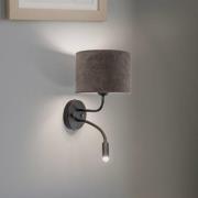 Vegglampe Roller, snor mørkegrå, svart, med leselampe