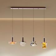 LED-pendellampe Scarlett, fargerik, lengde 108 cm, glass, 4 lyskilder