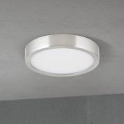 LED-taklampe Disc, nikkelfarget satinert, Ø 14 cm, CCT
