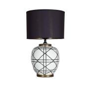 PR Home bordlampe New York, svart, høyde 60 cm, keramikk
