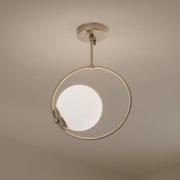 Taklampe Dolunay, Ø 26 cm, gullfarget, glass, E27