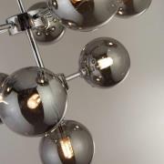 Pendellampe Zarath, røykgrå, glass, 9 lyskilder, Ø 49 cm