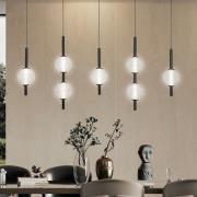 LED-hengelampe Abeona, lengde 105 cm, svart metall, 7 lyskilder
