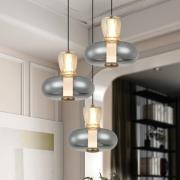 LED-hengelampe Sire, Ø 42 cm røyk/bronse metall/glass 3 lyskilder