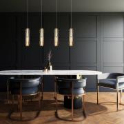 LED-hengelampe Dereck, røykgrå/ravfarget, Ø 10 cm, glass