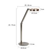 LED-bordlampe Ringlux, stålfarget, metall, 2700 K, dimmer