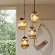 Verdi pendellampe, Ø 30 cm, svart/røykgrå, glass, 4 lyskilder.