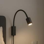 LED-vegglampe Justi, sand svart, høyde 52 cm, metall