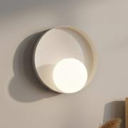 Vegglampe Kido K1, beige, stål/glass, Ø 20 cm