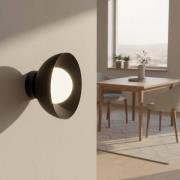 Vegglampe Bibi K1, svart, stål/glass, Ø 18 cm