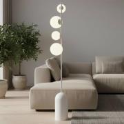 Gulvlampe Etno LP4, hvit, glass/stål, høyde 140 cm, G9
