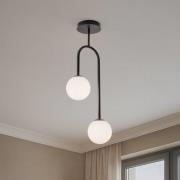 Atria taklampe, opal/svart, høyde 76 cm, metall, 2 lyskilder.
