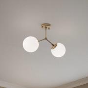 Taklampe Damar, gull, glass, 2 lyskilder, lengde 44 cm, E27