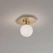 Taklampe Well, gullfarget, glass, Ø 20 cm, E14