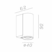 Veggspot Dupla, grå, høyde 9 cm, metall