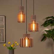 Hengelampe Rollo, taupe, Ø 50 cm, stoff/metall/glass, 3 lyskilder