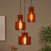 Hengelampe Rollo, terrakotta, Ø 50 cm, stoff/metall, 3 lyskilder