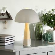 Bordlampe Paulin, matt grå/trelook, metall, høyde 36,5 cm