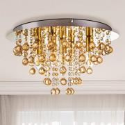 Taklampe London, Ø 46 cm, 5 lyskilder, gullfarget, akrylglas