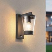 Sensor-utendørs vegglampe CAVADO, antrasitt, høyde 28 cm, IP44
