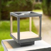 Lucande LED-sokkellampe Lealan, grå, metall, 23 cm, IP54