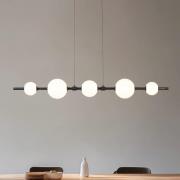 Lucande LED-hengelampe Tanira, svart/hvit, 140 cm, trinnvis dimbar