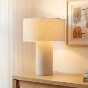 Lindby bordlampe Elfie, Ø 35 cm, beige, lin, E27