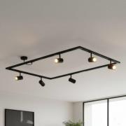 Lindby skinnesystem Linaro, GU10, 6 lyskilder, svart, O-form