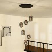 Lucande Elani hengelampe, 6 lyskilder, Ø 62 cm, glass