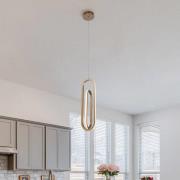 LED-hengelampe DENMARK, børstet gull, Ø 21 cm, metall