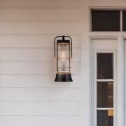 Utendørs vegglampe RIVAMAR, høyde 41 cm, svart/gull, IP44 E27