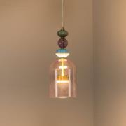 LED-hengelampe Arte, lampeskjerm glass, rosa, Ø 16 cm, 12 W