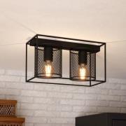 Taklampe Catterick, svart, burskjermer