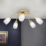 Taklampe CARLA, messingfarget, Ø 60 cm Metall/glass 5 lyskilder