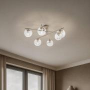 Taklampe Zoe, beige, lengde 72 cm, 6 lyskilder, glass, E14