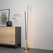 Panagria LED-gulvlampe, svart med detaljer i tre