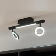 LED-takspotte Cardillio 2 svart med to ringer