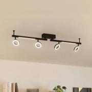 LED-takspot Cardillio 2 svart med fire ringer