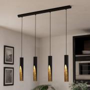 LED-hengelampe Barbotto i svart/gull, 4 lyskilder