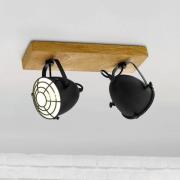 Downlight Gatebeck, tre/svart, 2 lyskilder, tre