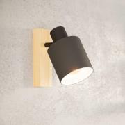 Batallas veggspot, bredde 10 cm, svart/tre, stoff